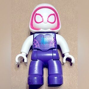 Lego Spider-Gwen Style Minifigure with Purple Outfit and White Hood